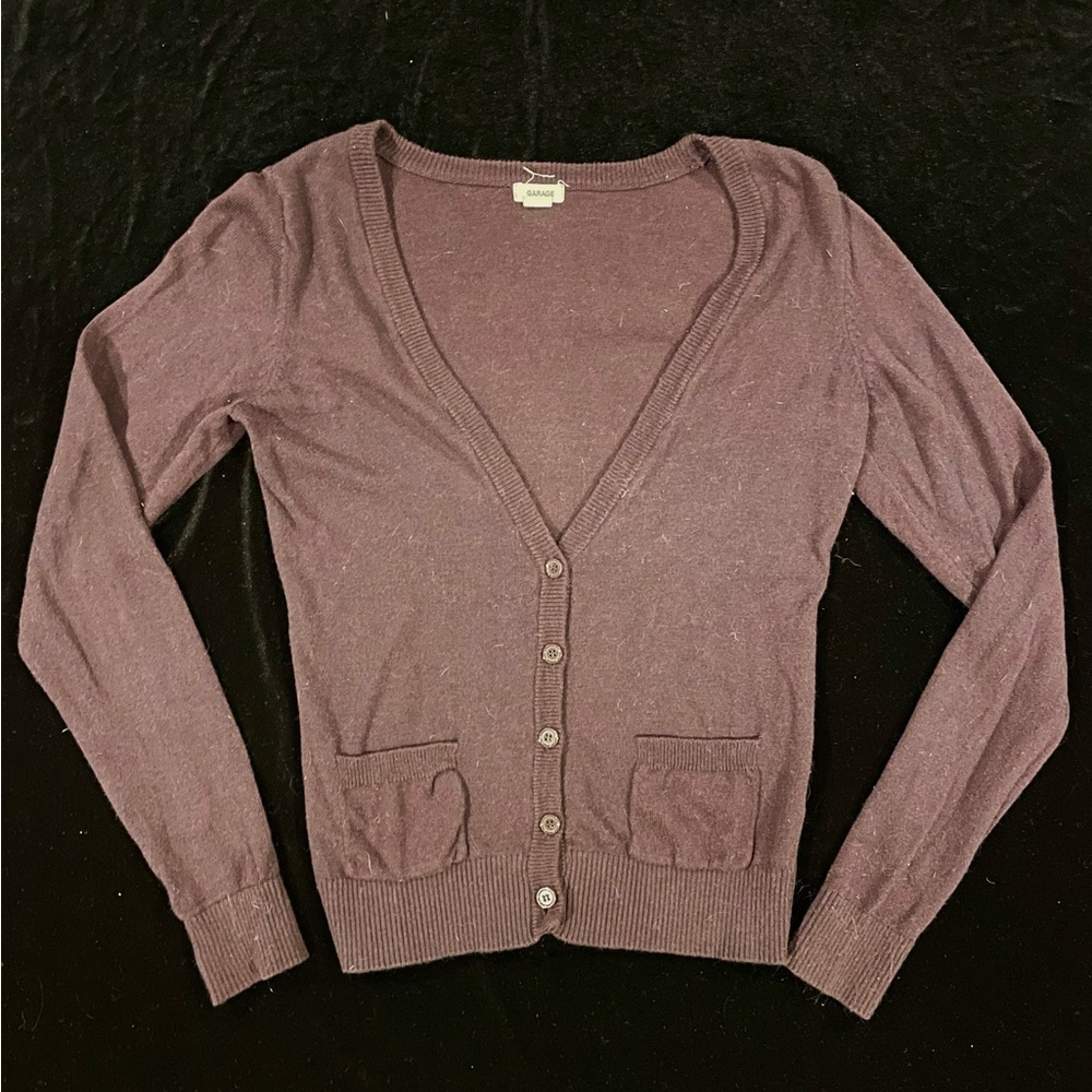 maroon garage cropped cardigan